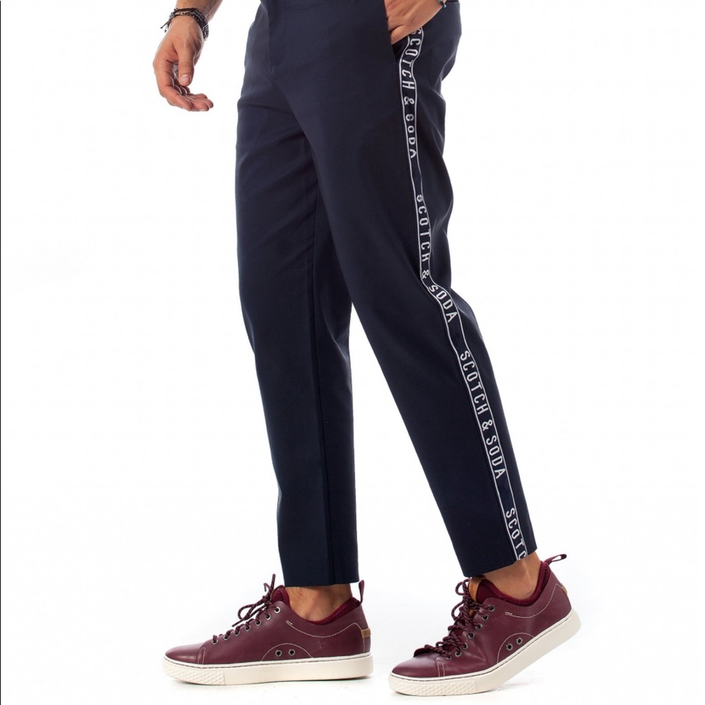 Scotch & soda loose tapered pants men 38x34 (Actual L27) blue side tape stretch